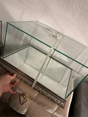 Glas-Vitrine   Schmuckvitrine mit Metallrahmen & Kristallgriff   Vintage