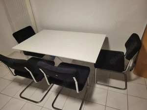 Designer Esstisch weiß Hochglanz + 4 Freischwinger