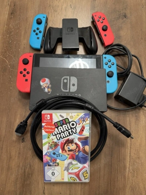 Nintendo switch 1 spielkonsole mit super Mario party und verpakung