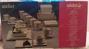 Verkaufe neuwertiges, weißes 32-teiliges Design-Geschirrset für Menue, Frühstück und Kaffeetrinken