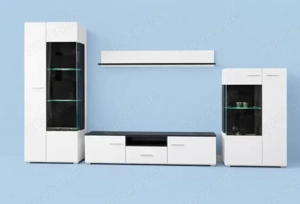 Moderne Schrankwand - hochglänzend, weiß. Nur 99 Euro !!!