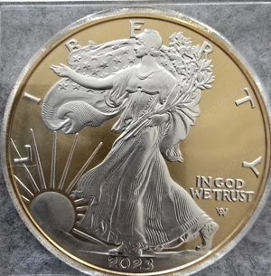Silbermünze, Silver Eagle 1oz Feinsilber, teilvergoldet, limitierte Auflage