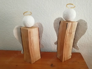 Engel Schutzengel Holzscheit Weihnachten