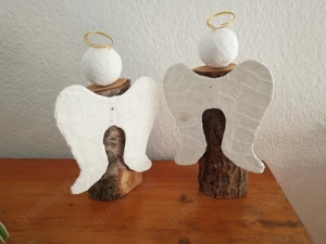 Engel Schutzengel Holzscheit Weihnachten Bild 2