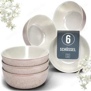 PureLiving, Müslischalen Set 6er Steingut Ibiza, Rose, Neu