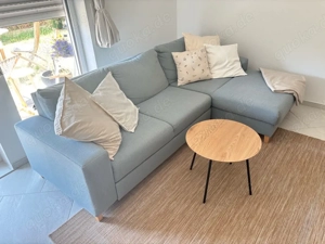 Ecksofa Hellblau mit schlaff. + Stauraum