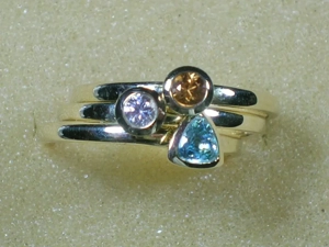 NEU: 3er Ring-Set Größe 18 - 56,5 375 Gold mit Zirkon