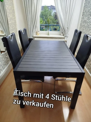 Esstisch mit 4 Leder Stühle 
