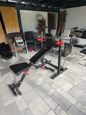 Langhantelbank inkl Langhantelständer, Langhantel und ca 40 kg Gewichte