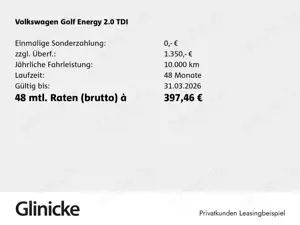 Volkswagen Golf ENERGY 2,0 l TDI SCR 110 kW (150 PS) 7-Gang Bild 2