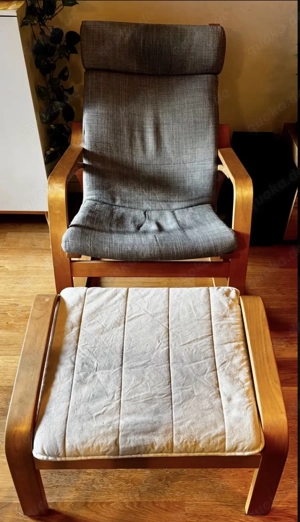 IKEA  Schaukelstuhl mit Hocker grau