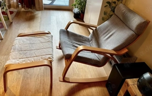 IKEA  Schaukelstuhl mit Hocker grau Bild 2