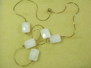 NEU: Collier - Kette 750 - 18K Gold mit Rosenquarz