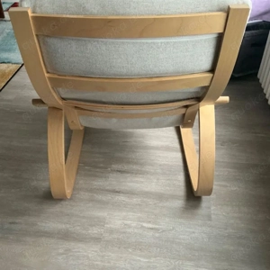 POÄNG Schaukelstuhl, Eichenfurnier weiß beige mit Polster  Bild 3