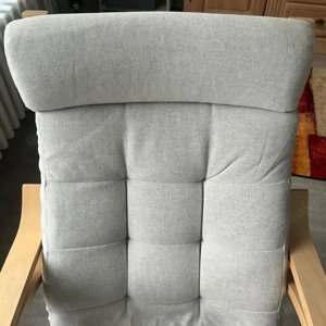 POÄNG Schaukelstuhl, Eichenfurnier weiß beige mit Polster  Bild 5