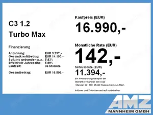 Citroen C3 1.2 Turbo Max LED+Navi+Kamera+Klimaautomatik+ Bild 4