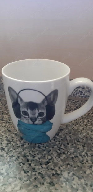 Kaffeetassen 4 er Set mit Katzenmotiv, neu 