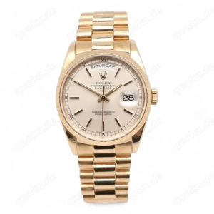 Rolex Day-Date President 36mm 18K Gelbgold Silber Sticks Dial Uhr 18238