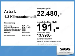 Opel Astra L 1.2 Klimaautomatik Automatik, Sitzheizung Bild 4