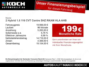 Mazda 2 Hybrid 1.5 116 CVT Centre SHZ RKAM HLA AHB Klima Bild 2