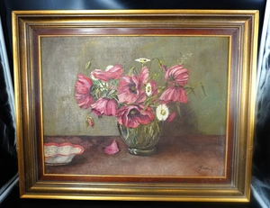 Wandbild, Mohnblumen-Stillleben, Öl auf Leinwand