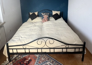 Doppelbett Eisenbett Gestell schwarz 185x205