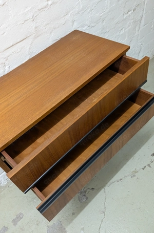 Vintage Garderobe mit Spiegel   Mid Century Kommode mit 2 Schubladen