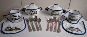 Kinder-Emaille-Geschirr -WMF-Bestecke -teller