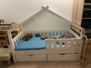 Hausbett Kinderbett 80x160 mit 2 großen Schubladen