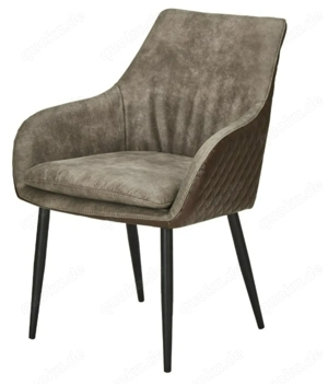 4 x braune Esszimmerstühle, Stoff & Kunstleder