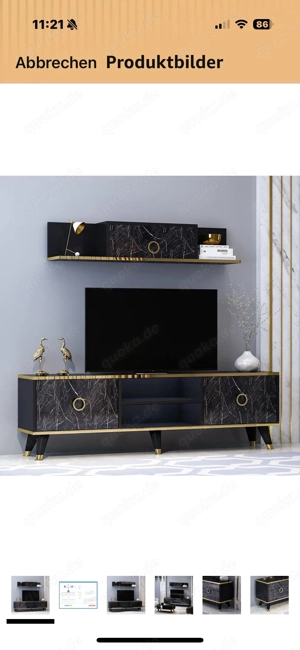 wohnwand schwarz gold Bild 4
