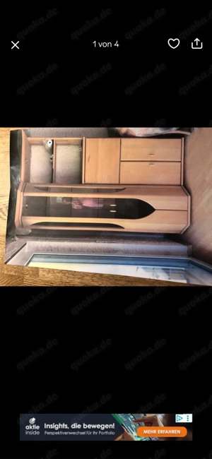 massive echte Buchevitrine mit Glas  Barfach