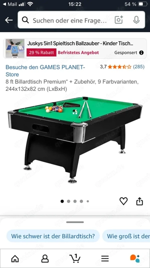 Billardtisch 8 ft nagelneu