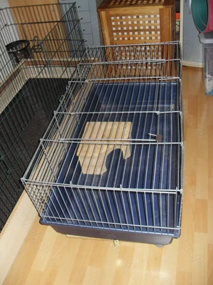 Meerschweinchenkäfig Hasenkäfig   Nagerkäfig mit Auslauf, alles auf Rollen Bild 3