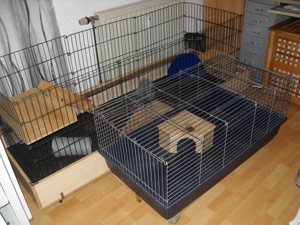Meerschweinchenkäfig Hasenkäfig   Nagerkäfig mit Auslauf, alles auf Rollen Bild 6