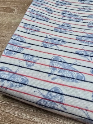 Bündchenstoff Schmetterling mit Streifen