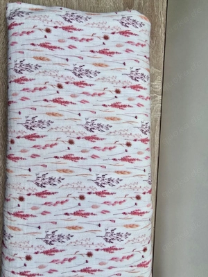 Musselinstoff Blumen Baumwolle