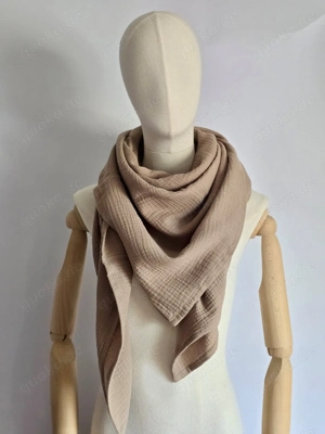 Musselintuch 130cm x130cm dunkelbeige Baumwolle