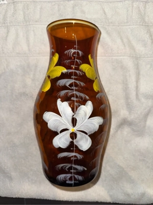 Vintage Braune Glaswase Bernsteinfarbend