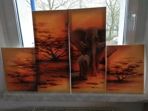  Elefanten-Dekoleinwand 4 teilig