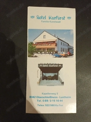 Flyer Hotel Kurfürst - PLZ 8042 Oberschleißheim - von 1987 Webepr