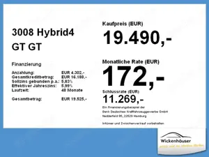 Peugeot 3008 Hybrid4 GT AHK Kamera Navi TotWinkel Bild 4