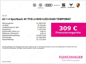 Audi A3 1.4 Sportback 40 TFSI e+SHZ+LED+DAB+TEMPOMAT Bild 3