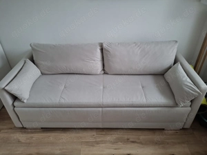 Schlafsofa Boxspringfederung Bettkasten Komfortsitzhöhe hellgrau