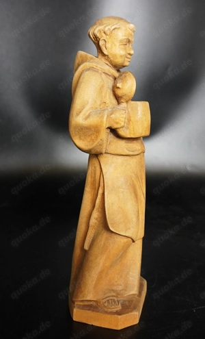 Massivholzschnitzerei, Mönch mit Bierkrug 25 cm Bild 3