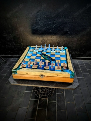 Schachbrett Piratenstil Handgemacht Holz Resin LED 
