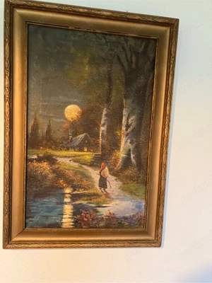 Romantische Darstellung, Ölgemälde, Öl auf Leinwand, signiert.