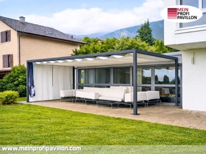 Pergola Schiebedach Pavillon 7x5 Terrassenüberdachung Überdachung Zelt Sonnenschutz Garten Patio Pvc