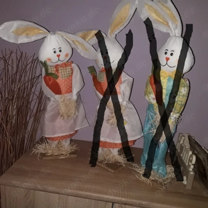 Oster-Deko Figuren aus Stoff,Bast und Stroh für drinnen oder draussen  