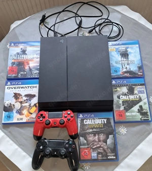  PS4 Konsole + 2 Controller + 5 Spiele (Call of Duty, Battlefield)   Top Zustand